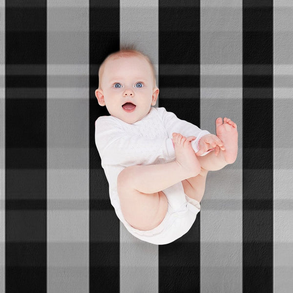 Black And White Evander Hand Drawn Textured Plaid Pattern Versatility Throw Blanket
