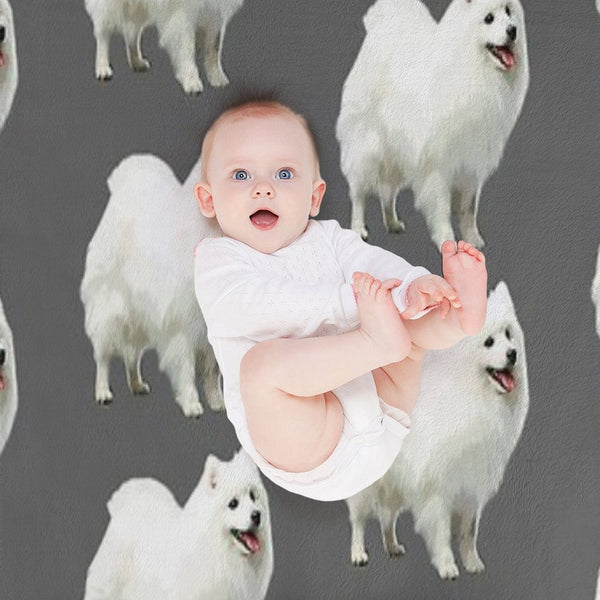 Japanese Spitz Puppy Dog Plush Throw Blanket