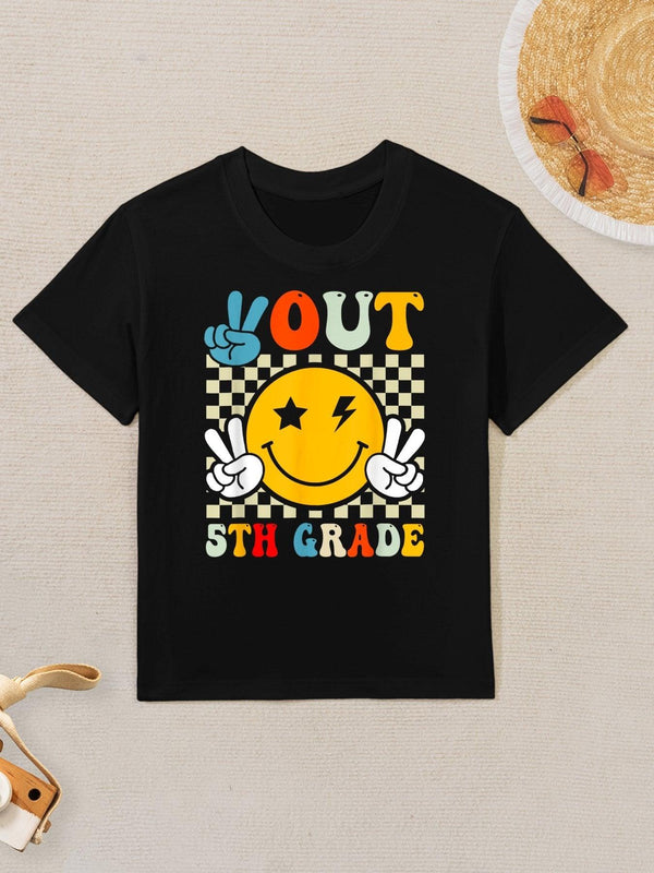 Groovy Peace Out 5th Grade Graduation Last Day Of School Kids T-Shirt