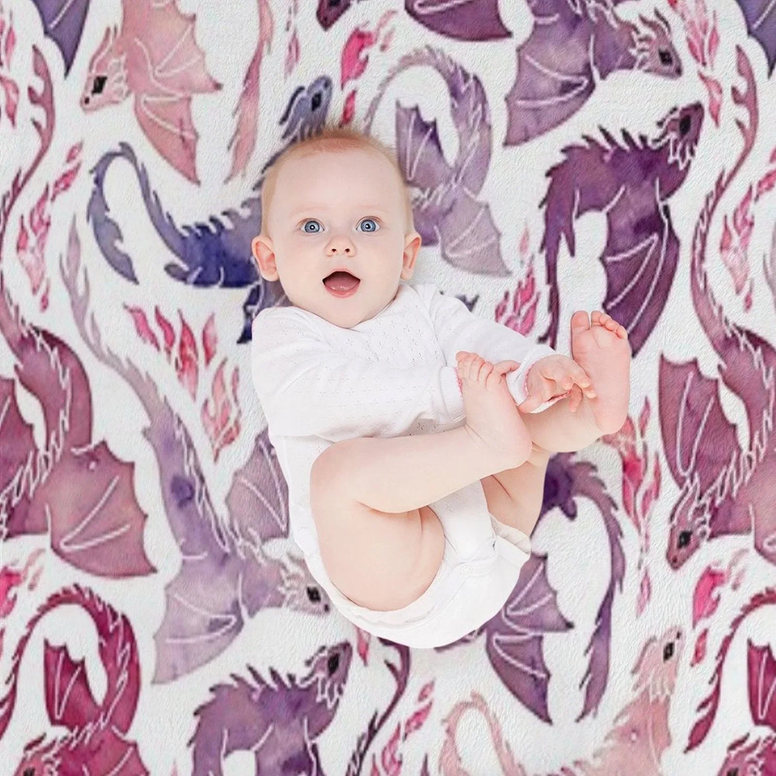Dragon Fire Pink & Purple Throw Blanket