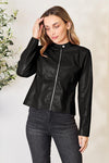 Women Classic Neck Zip-Up Jacket For Everyday Wear Elegant Girls Jacket