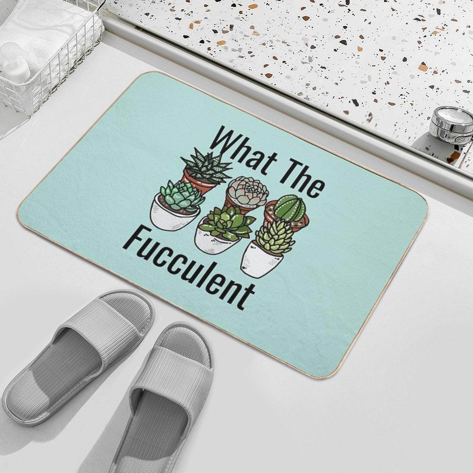 What The Fucculent Funny Meme Bath Mat