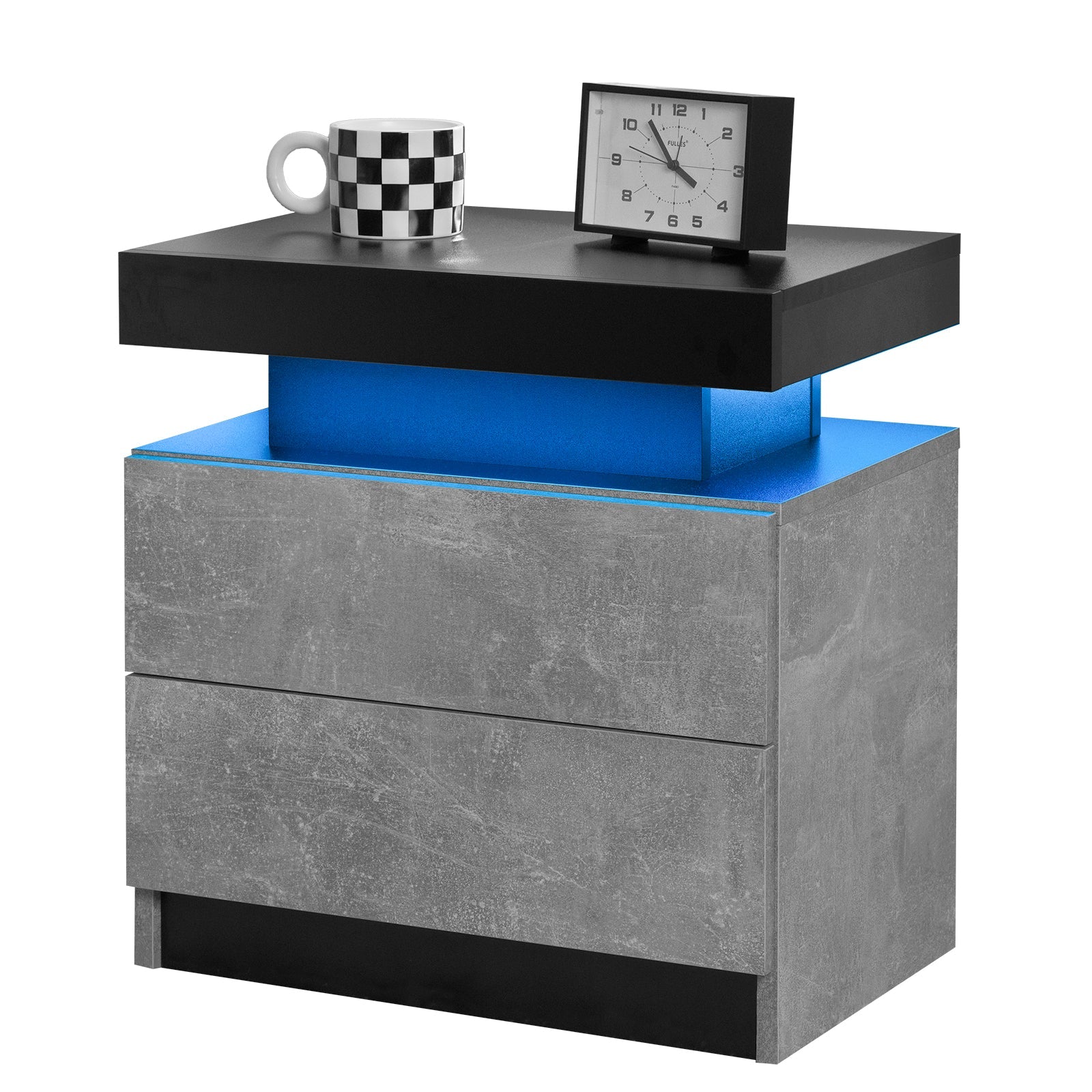 Modern LED Nightstand Bedside Table with 2 Drawers