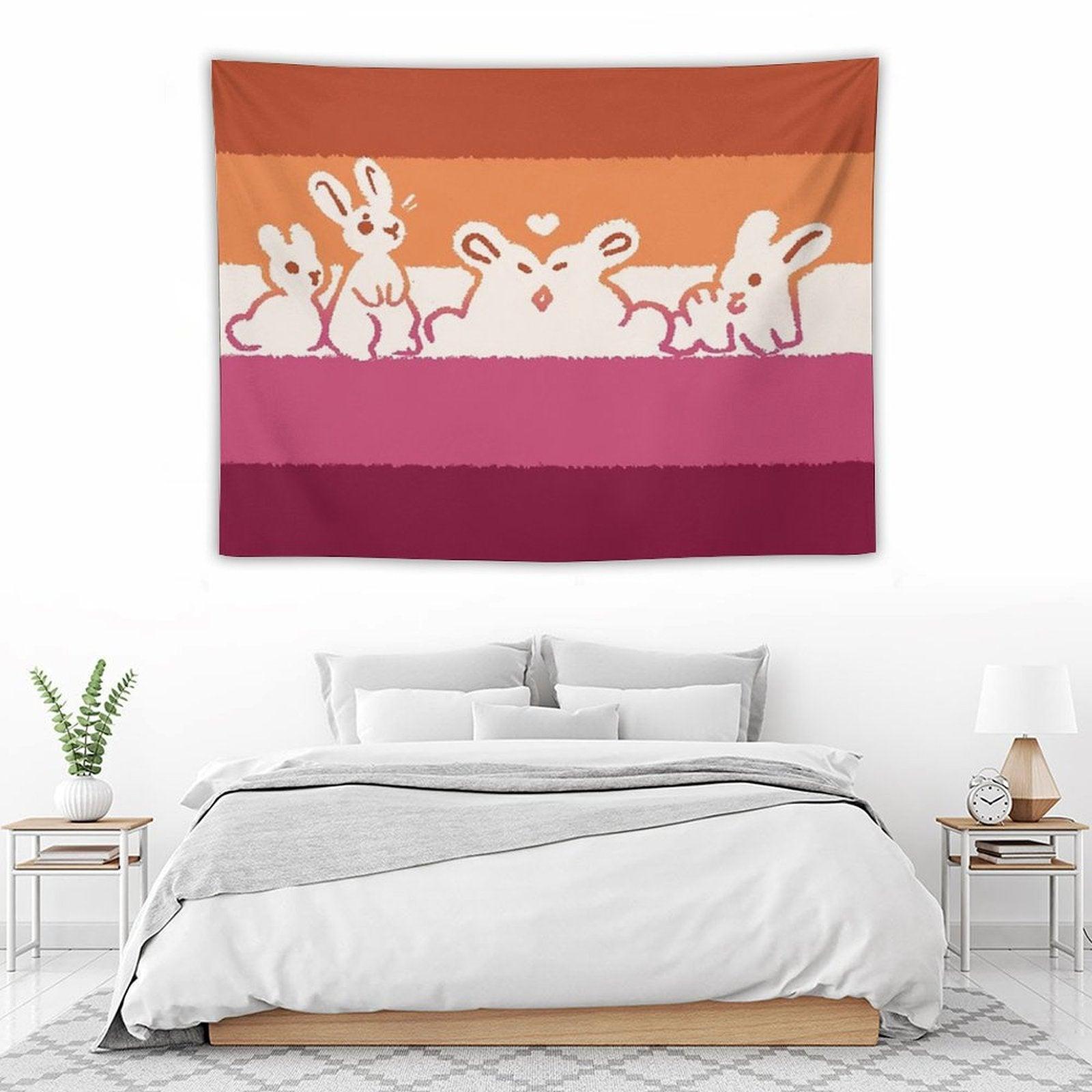 Lesbian Flag Bunnies Tapestry