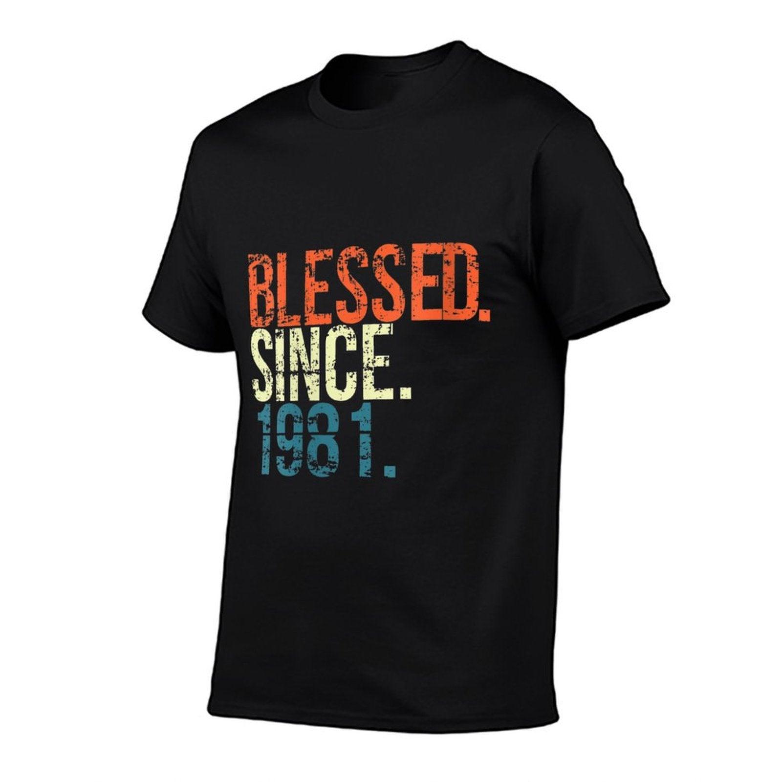 Womens Blessed Since 1981 40th Birthday Gifts Vintage  Heathered Texture T-Shirt