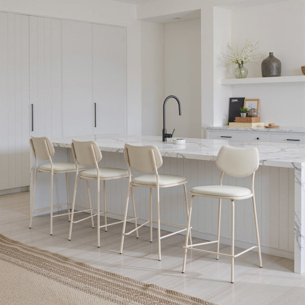 Zeal Counter Stool (Set of 4) Light Gray & Beige