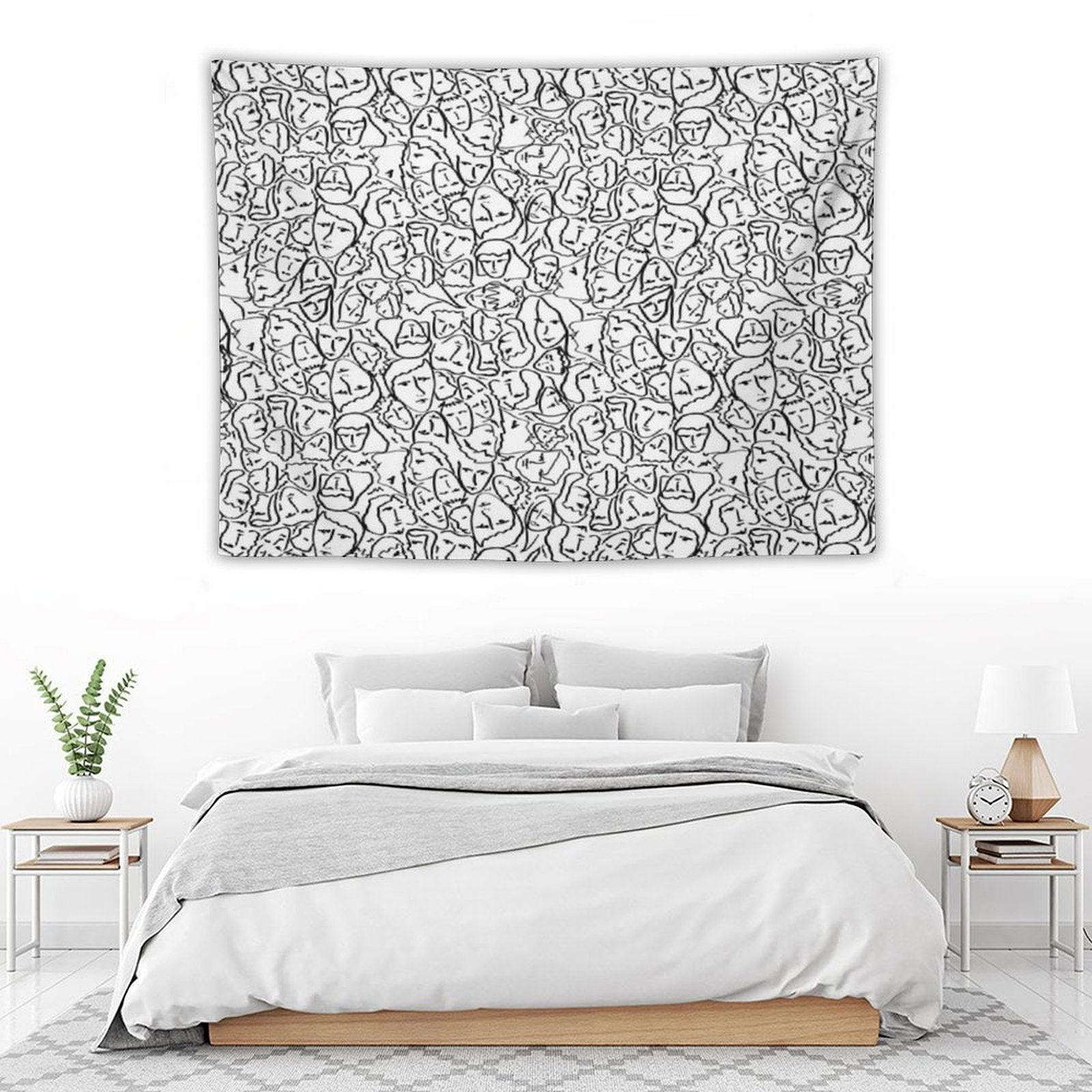 Call Me By Your Name Elios Shirt Faces in Black Outlines on White CMBYN Tapestry
