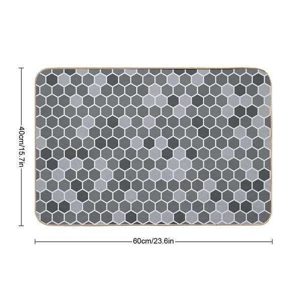 Grey Hexagon Bath Mat