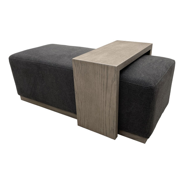 Peggy Bench/Cocktail Ottoman With Table - Dark Grey