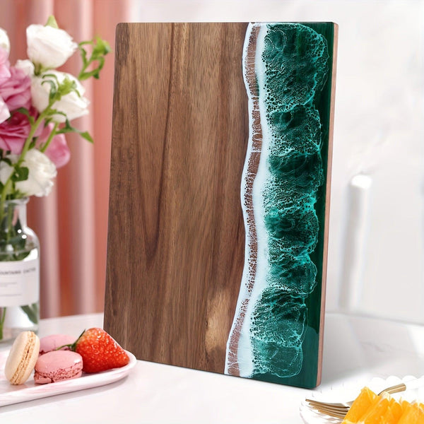 Acacia Wood Resin Wave Cutting Board Ocean River Serving Tray 46x23cm