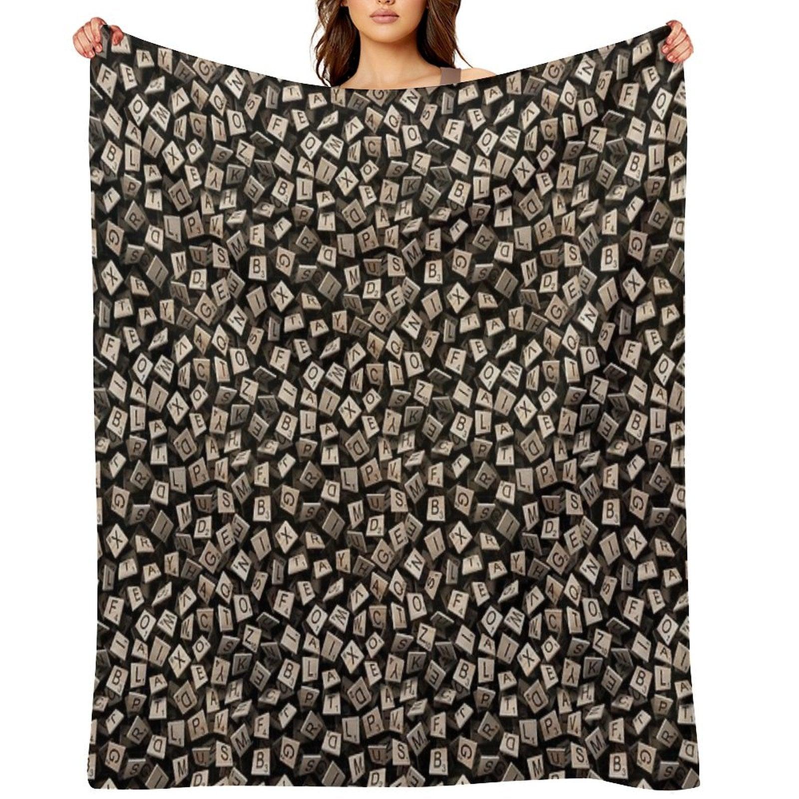 Scrabble Tile Madness Pattern Throw Blanket