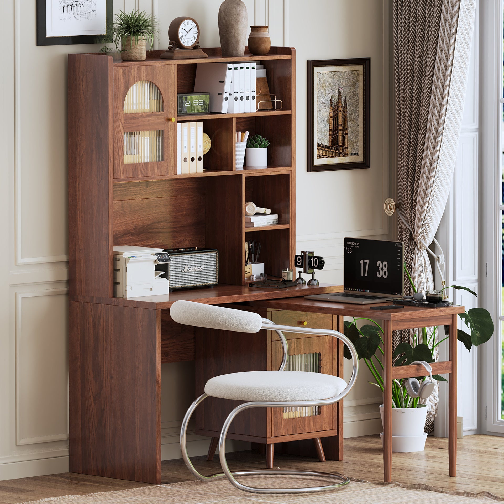 Computer Desk with 90 Degree Rotating Desktop BLAKHOM