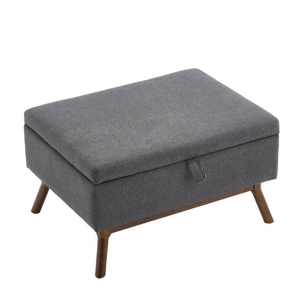 Mid-century modern square coffee table storage bench, assembled, suitable for living room, entryway and family room, used as a coffee table, stirrups, shoe bench