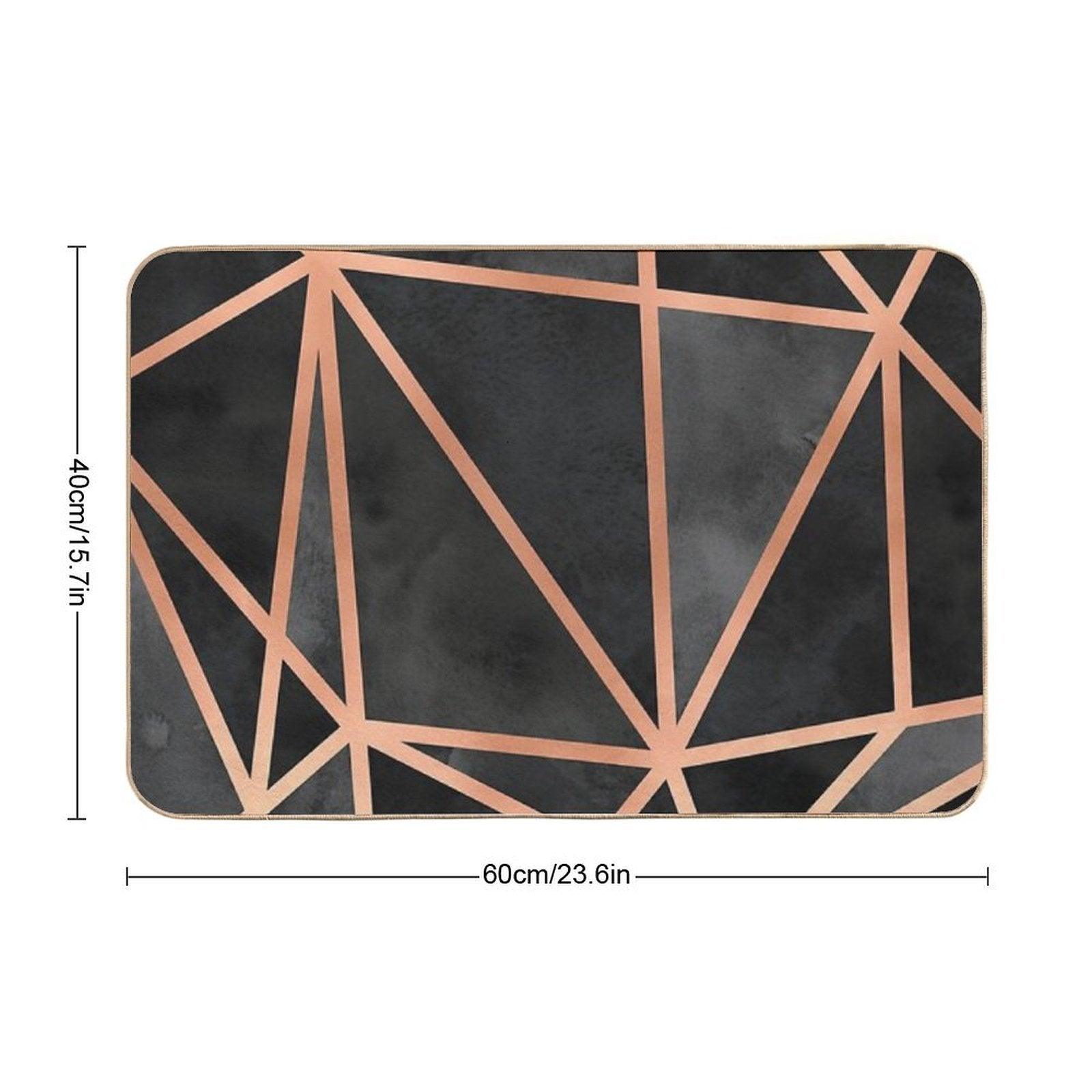 Black And Copper Geo  Non-Slip Bath Mat