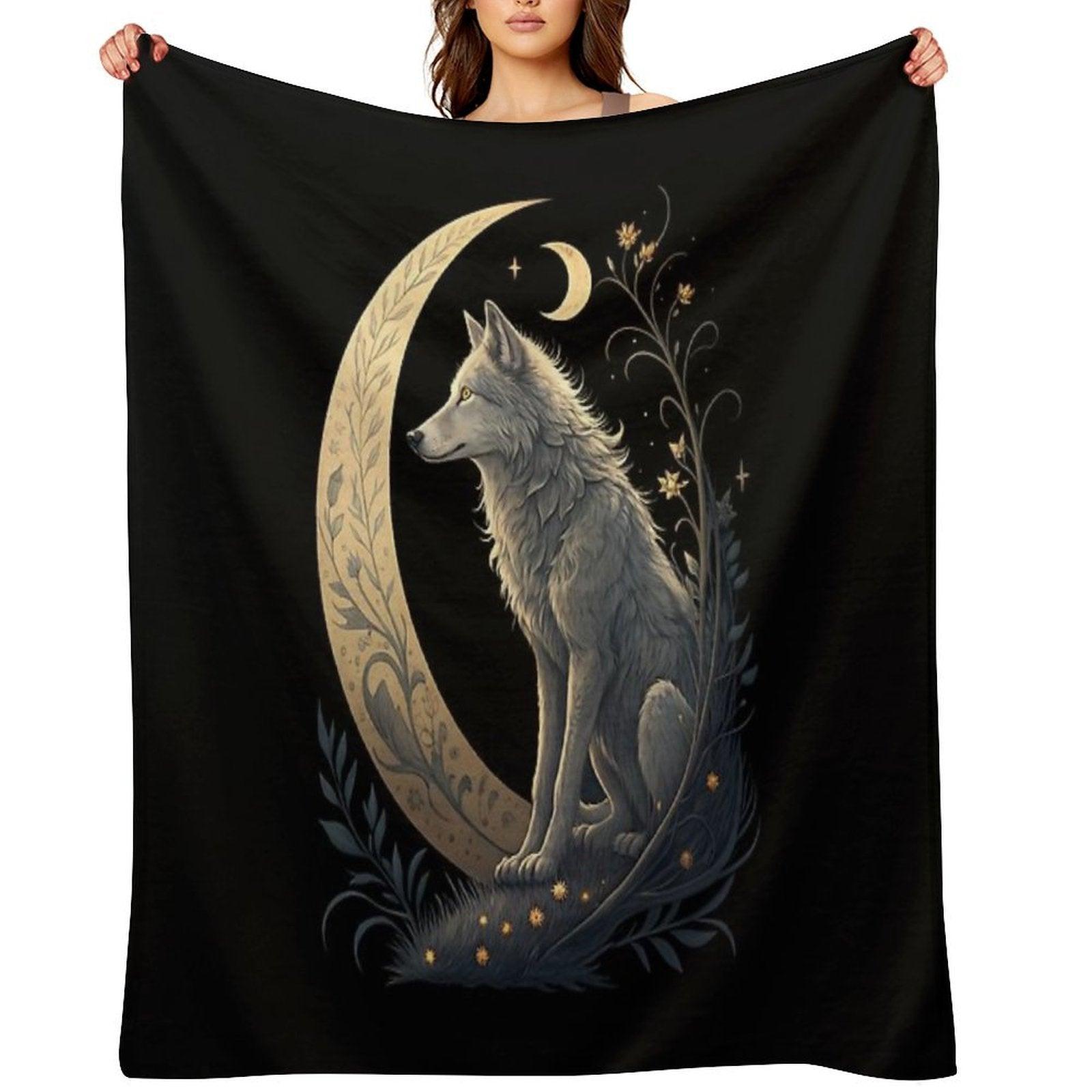 Moonlight Wolf Throw Blanket