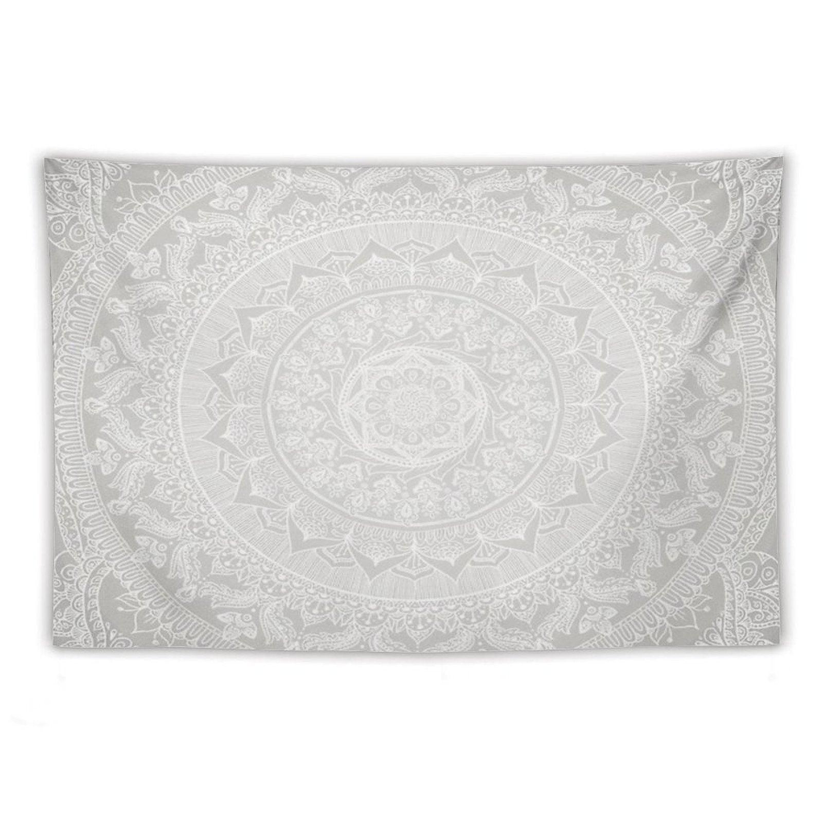 Mandala Soft Gray Tapestry