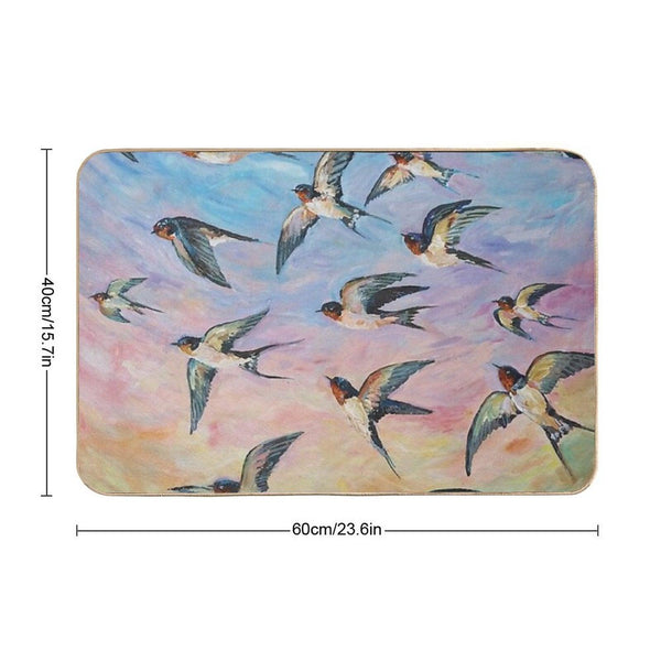Barn Swallows Acrylic Painting Bath Mat