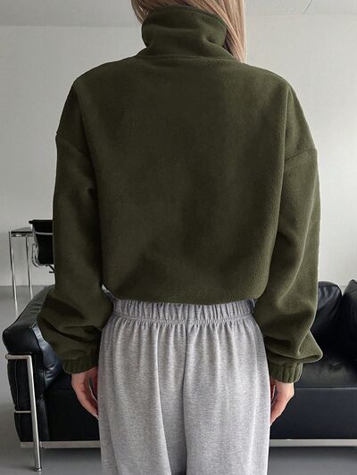 Stylish Zip-Up Long Sleeve Cropped Jacket Trendy & Lightweight Outerwear for a Chic Look