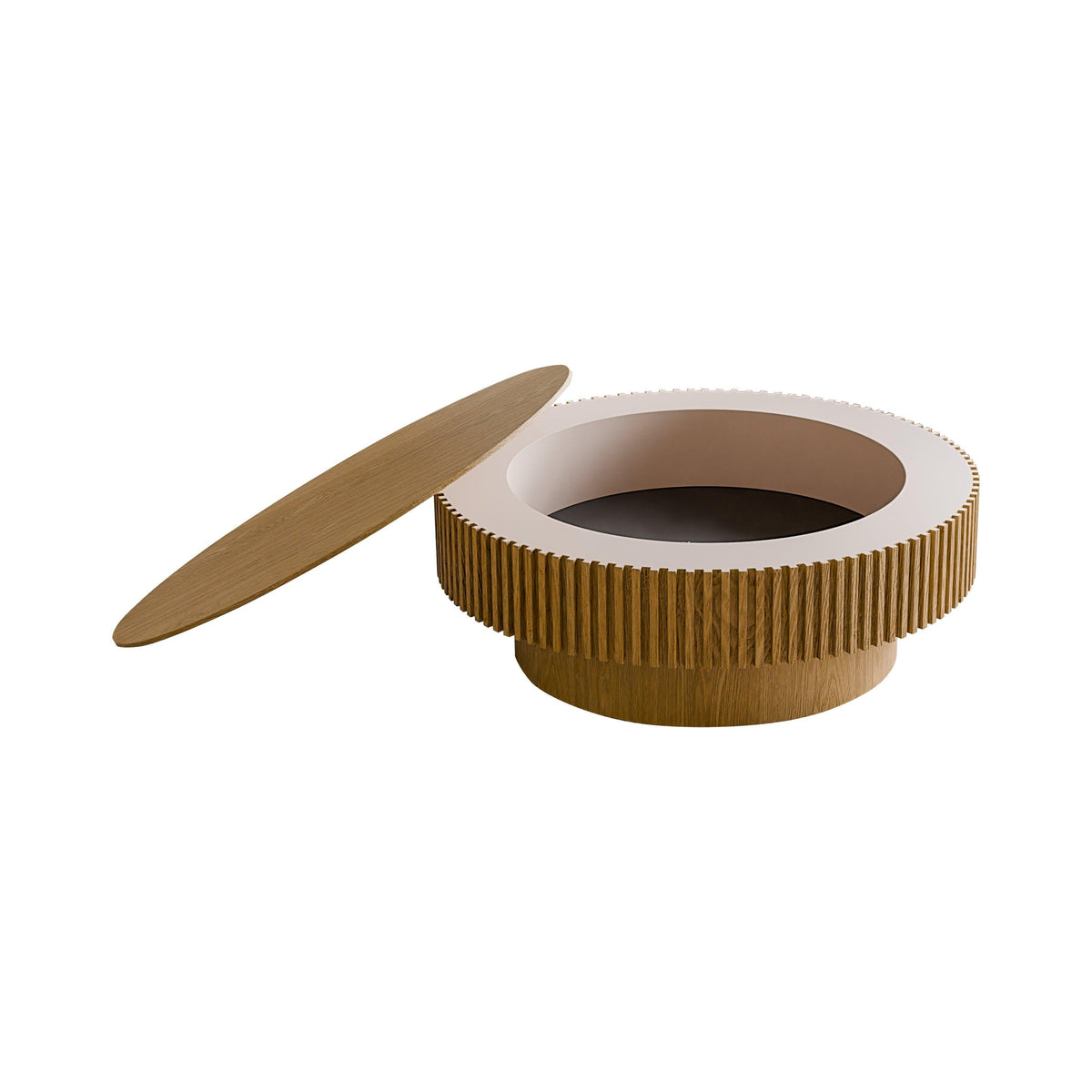 Modern Brown Round Mushroom Coffee Table with Hidden Storage