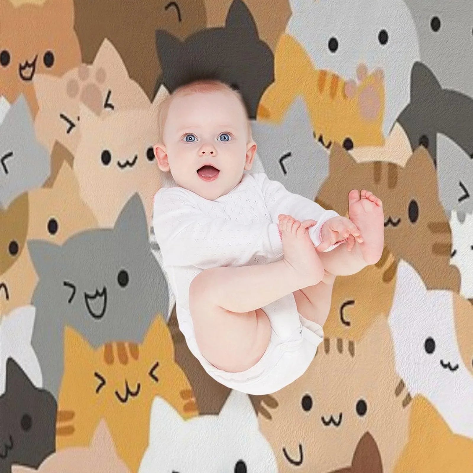 Sweet Happy Cub Kittens - Cats Pattern Throw Blanket