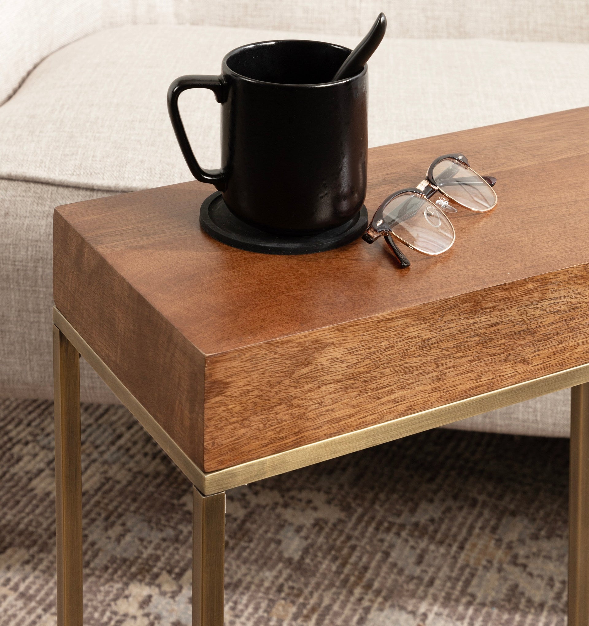 Karlsen Wood and Metal Slim Side Table