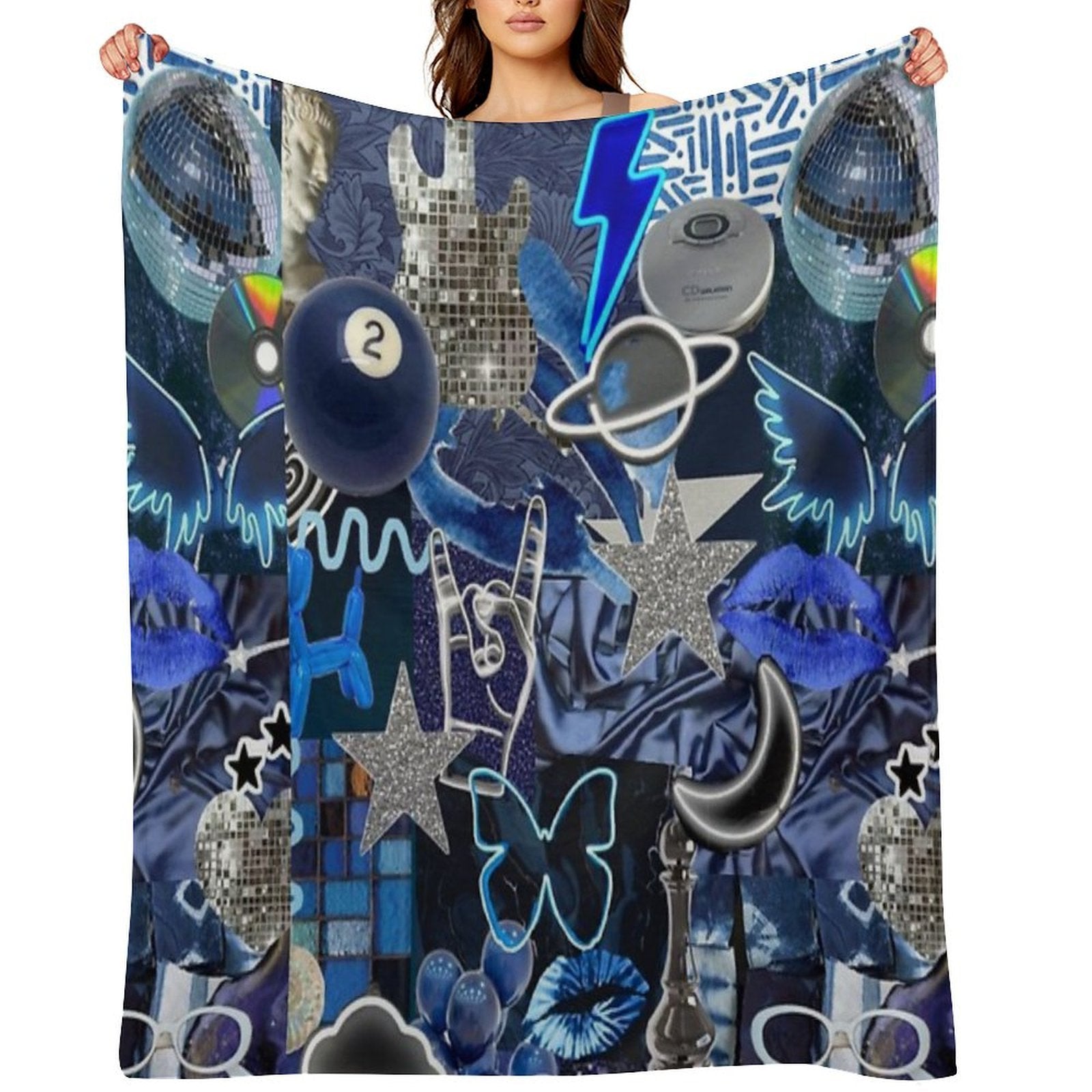 Blue Collage Durable Throw Blanket