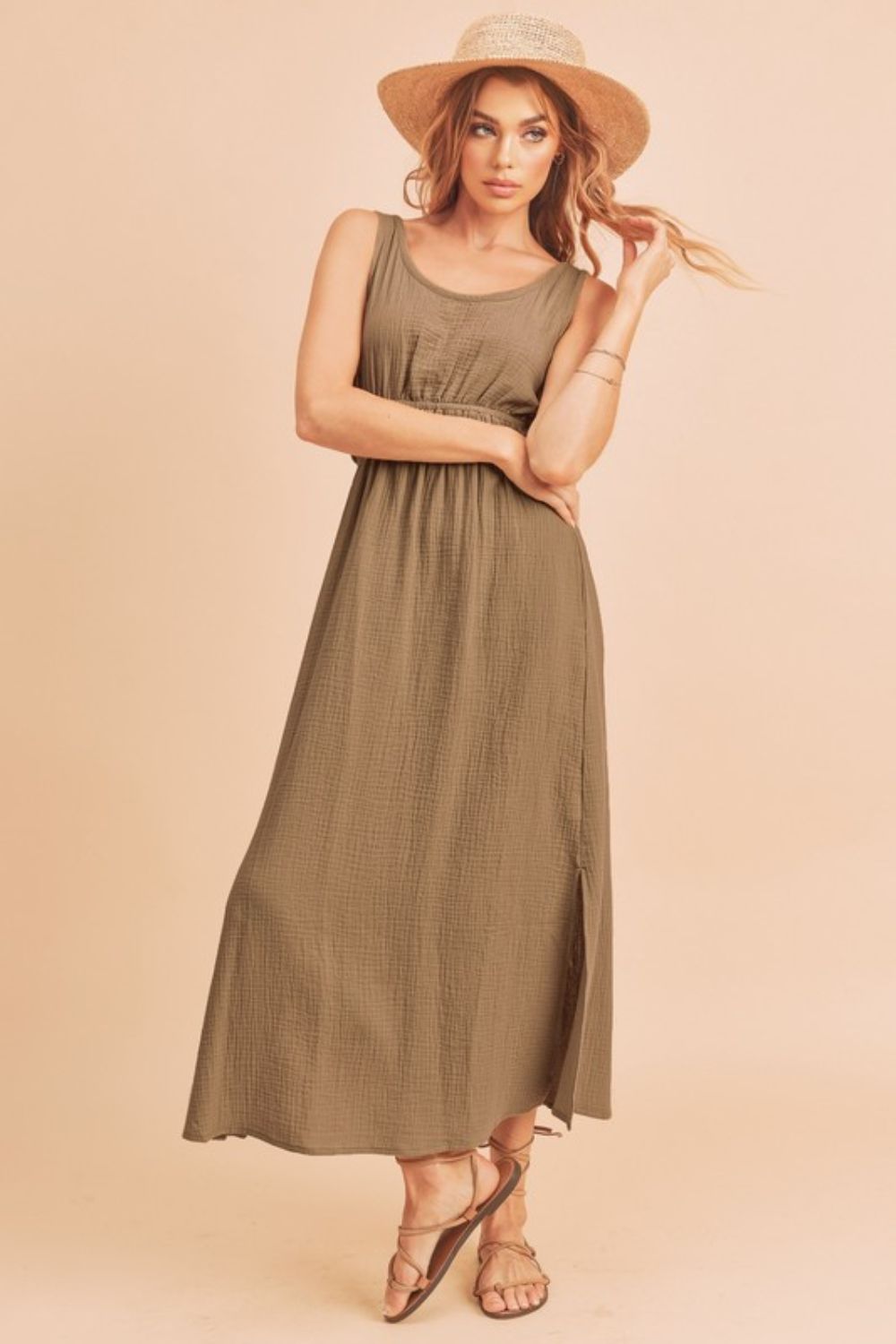 Side Slit Round Neck Sleeveless Tank Dress For Women Versatile, Comfortable, and Breezy Wardrobe Essential for Warm Weather