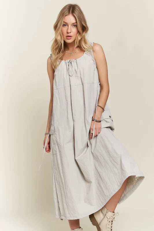 New Summer Drawstring Slit Back Cargo Dress For Women – Stylish, Practical, Modern, Trendy, Perfect for Casual Outings