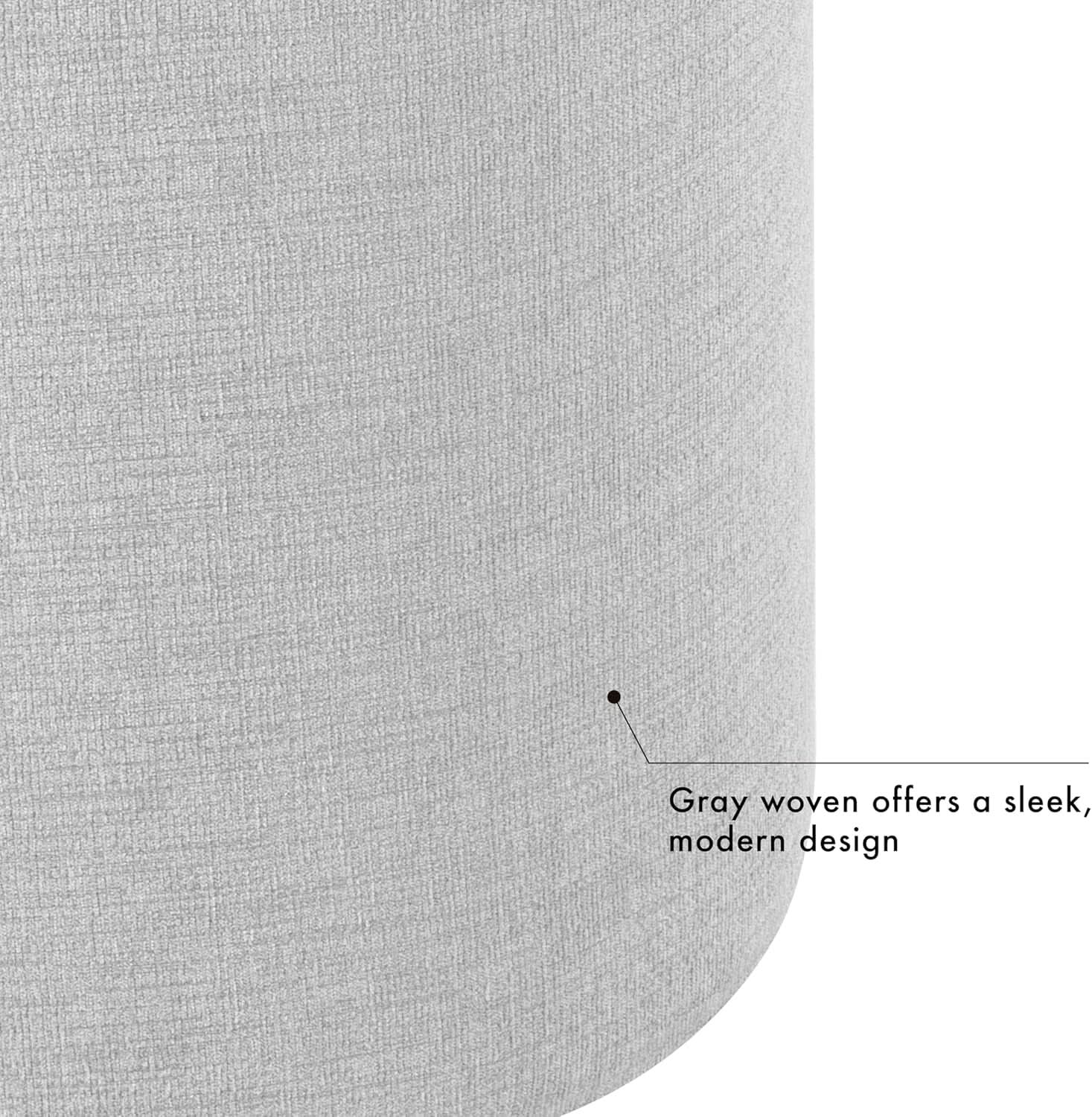 Storage Ottoman 18 Inch Wood Top Gray Textured Fabric