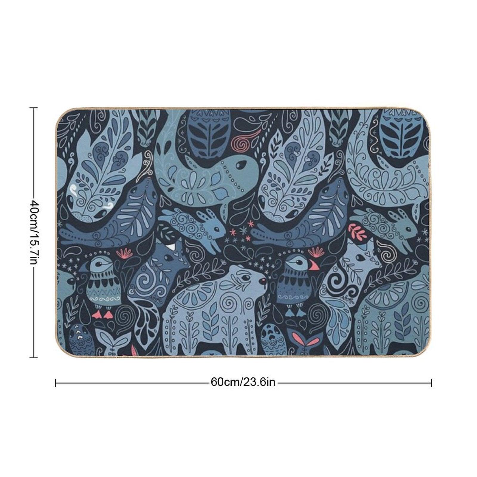 Arctic Animals. Narwhal, Polar Bear, Whale, Puffin, Owl, Fox, Bunny, Seal. Bath Mat