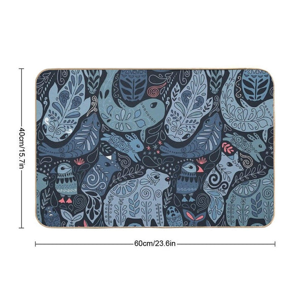 Arctic Animals. Narwhal, Polar Bear, Whale, Puffin, Owl, Fox, Bunny, Seal. Bath Mat