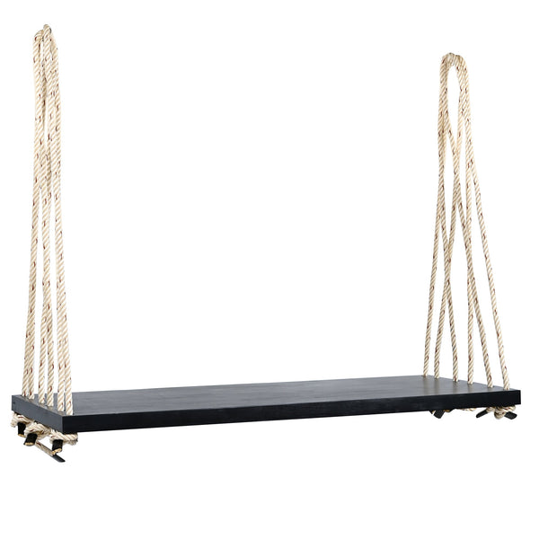 Patio Wooden Swing Chair Hanging Porch Swing Bench with Cushion & Pillows