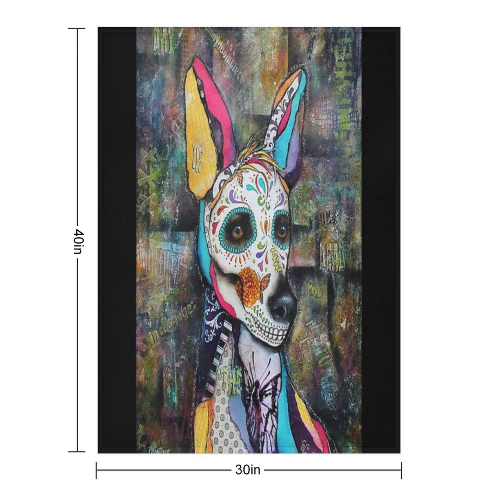Xolo Mexican Hairless Dog Day of The Dead Throw Blanket