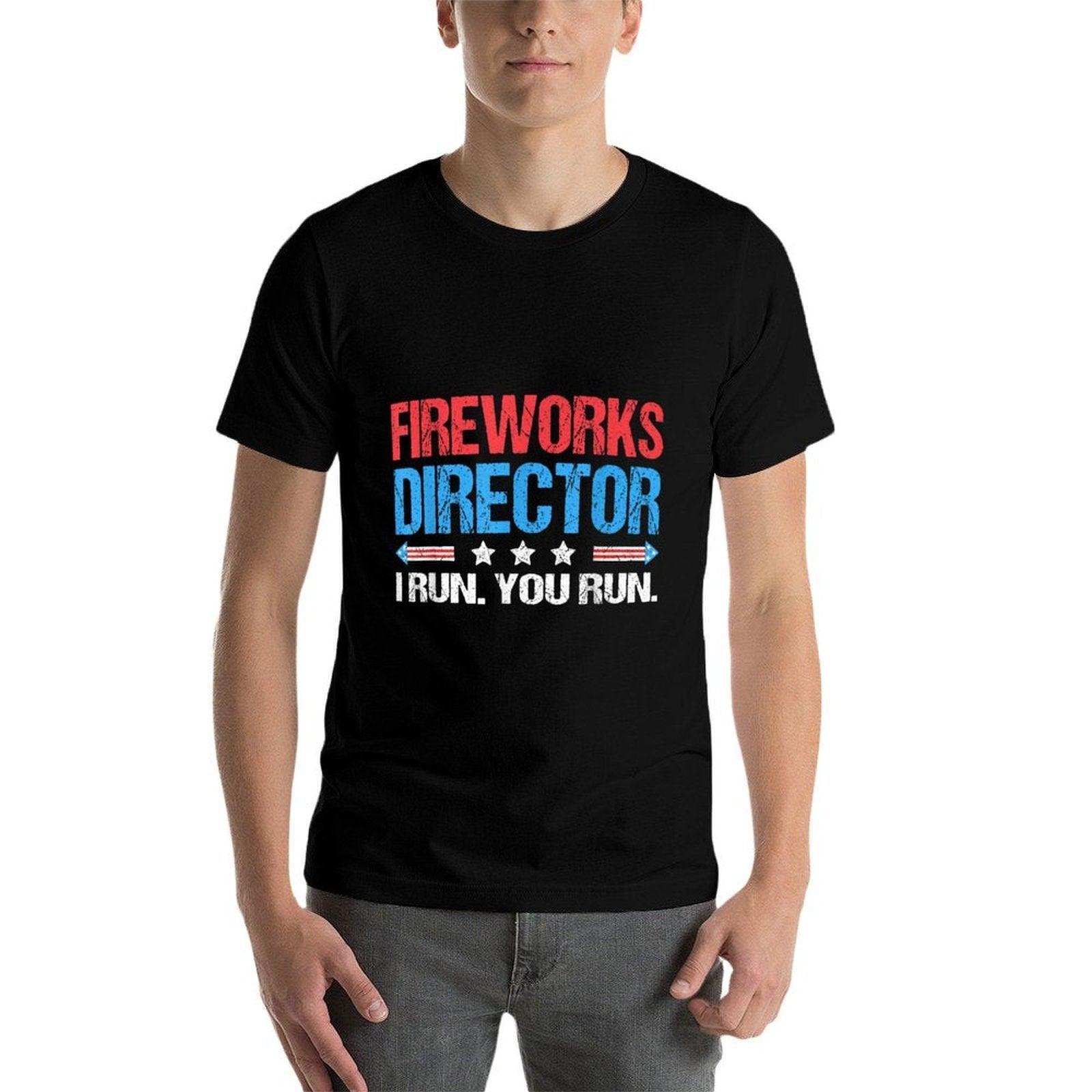Fireworks Director - I Run You Run Funny 4th Of July  Ribbed Collar T-Shirt