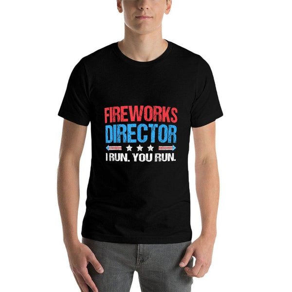 Fireworks Director - I Run You Run Funny 4th Of July  Ribbed Collar T-Shirt