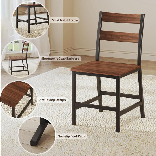 Walnut 63 Inch Extendable Dining Table Set For Six Chairs