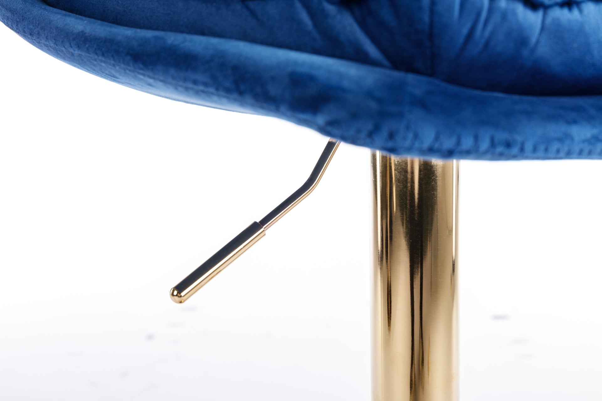 Set of 2 Bar Stools — Chrome Footrest, Swivel Height-Adjustable Velvet Seat, Golden Legs