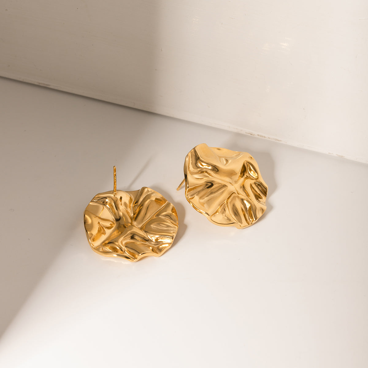 Elegant Gold Textured Stud Earrings