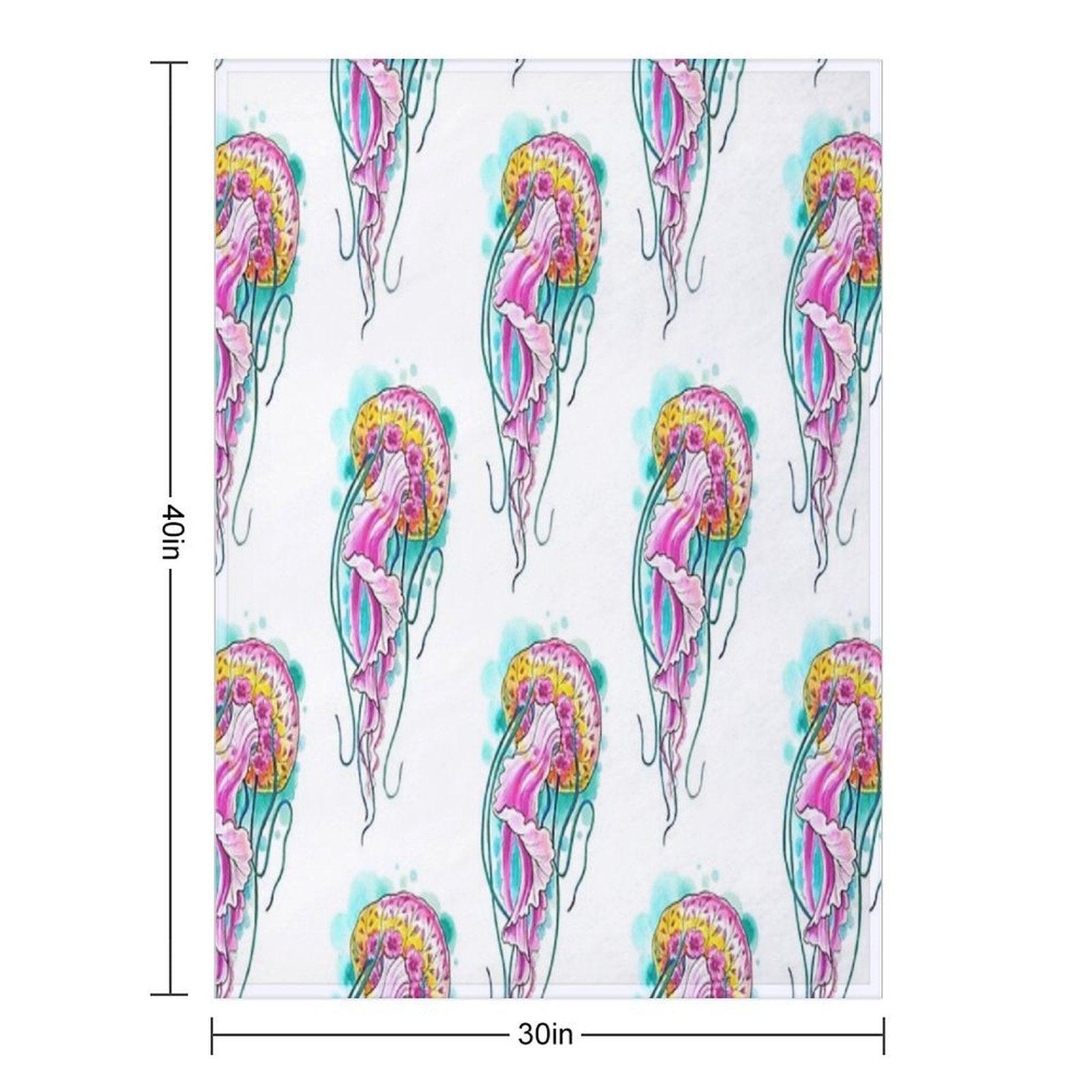 Floral Jellyfish Watercolour Throw Blanket
