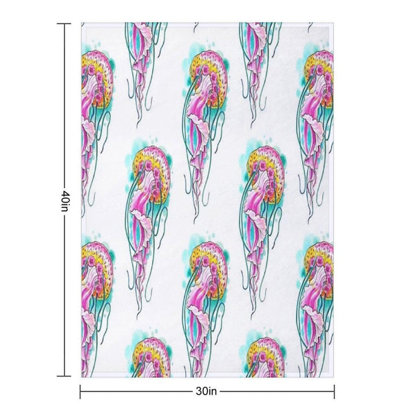 Floral Jellyfish Watercolour Throw Blanket