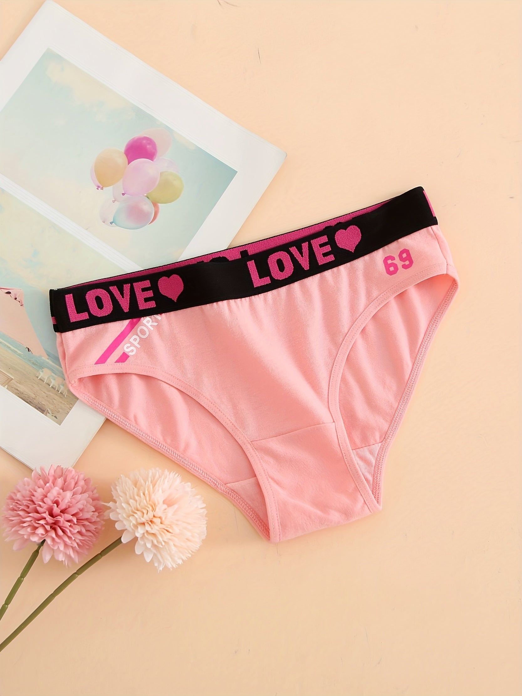 Soft Touch 6-Pack Seamless Bikini Briefs for Women – Colorful Drop Waist Cotton Panties with Stretch Fit & Alphabet Print – Women's Everyday Lingerie & Underwear Essentials for Summer