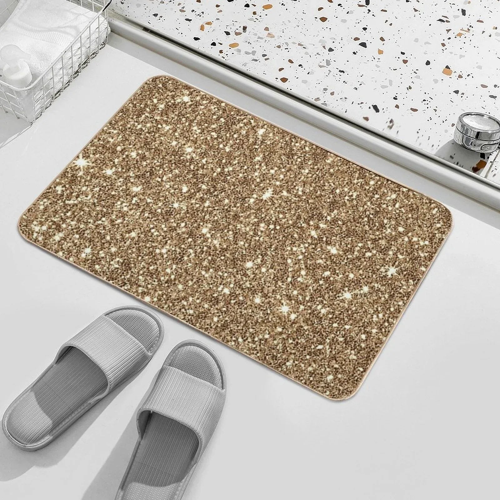 New Sparkling Glitter Print H Bath Mat