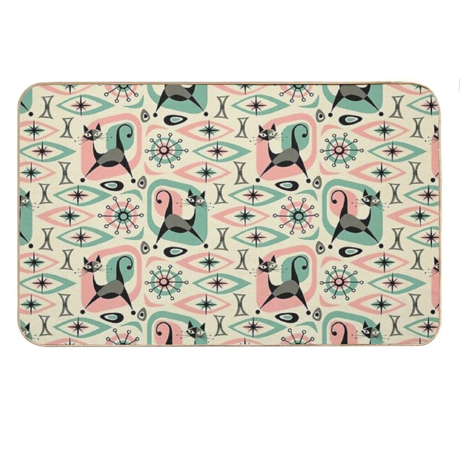 Mid Century Cat Abstract Bath Mat