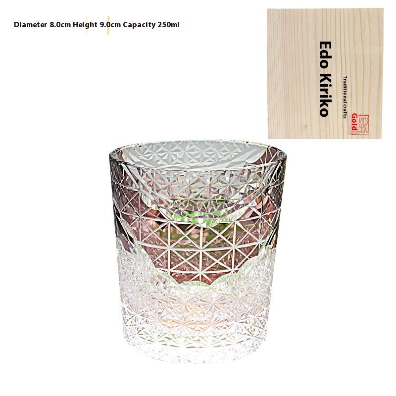 Edo Kiriko Japanese Handmade Cut Glass Cup – Single or Set of 4