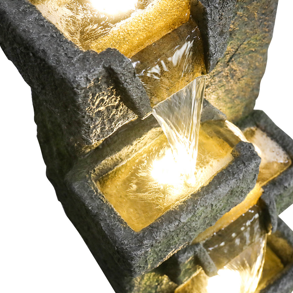 Resin Tiered Outdoor Fountain 5 Tier Modern LED