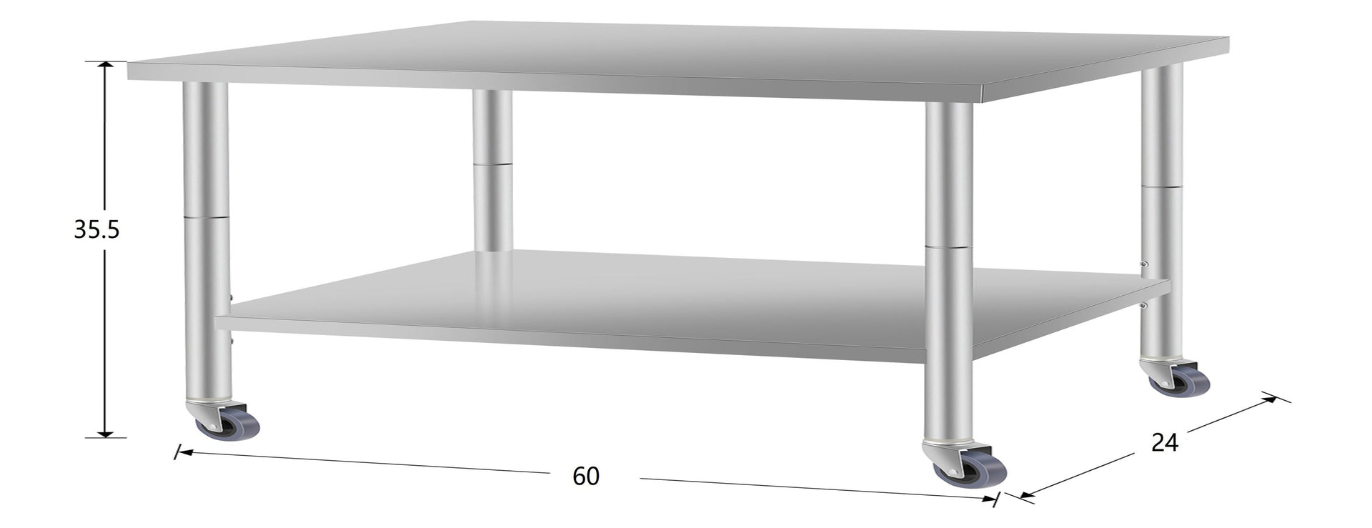 60''*24'' Commercial Work Table for Restaurant and Home Stainless Steel Kitchen Prep Table with Under Shelf and wheels