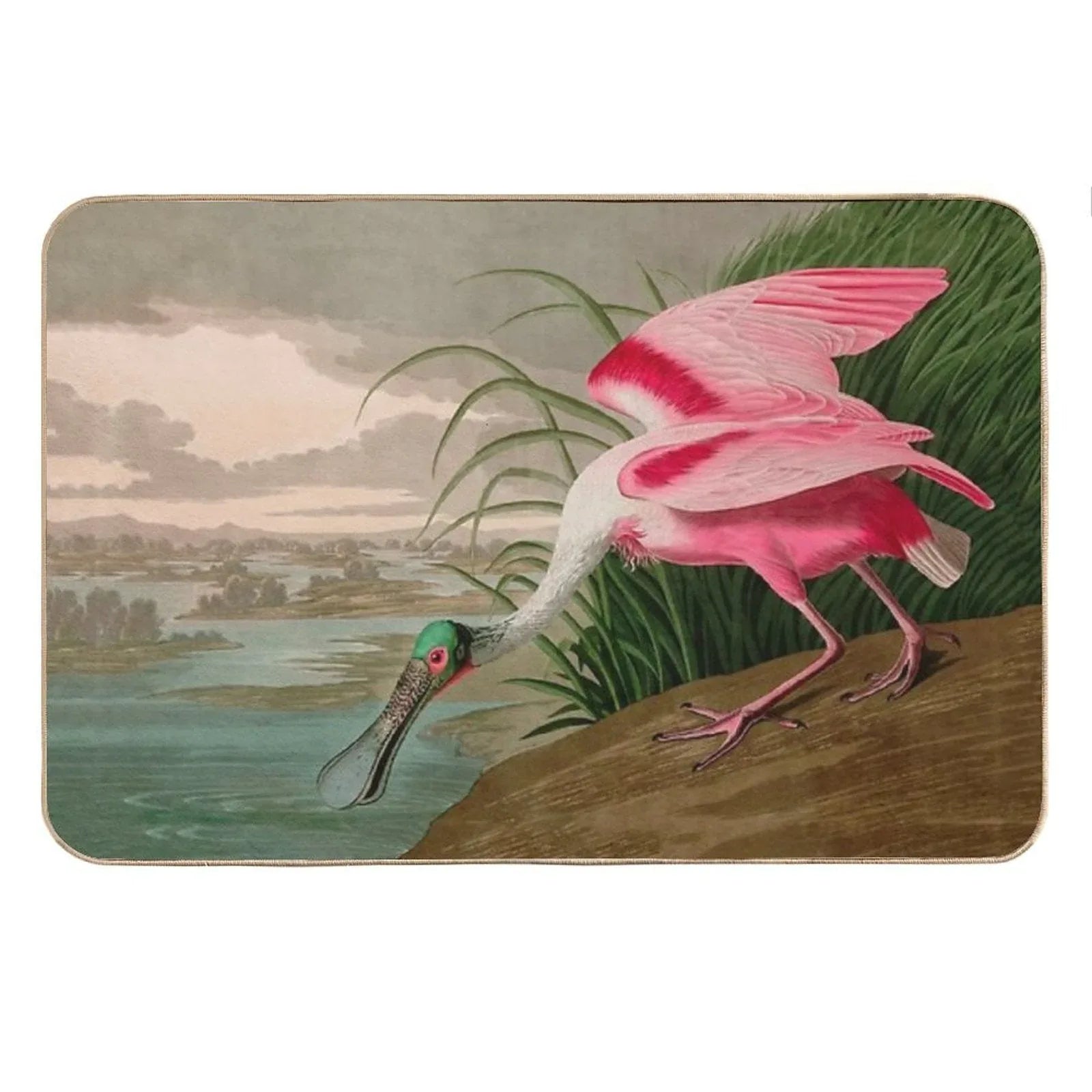 Roseate Spoonbill Birds of America Audubon Illustration Bird Lovers Gift Bath Mat
