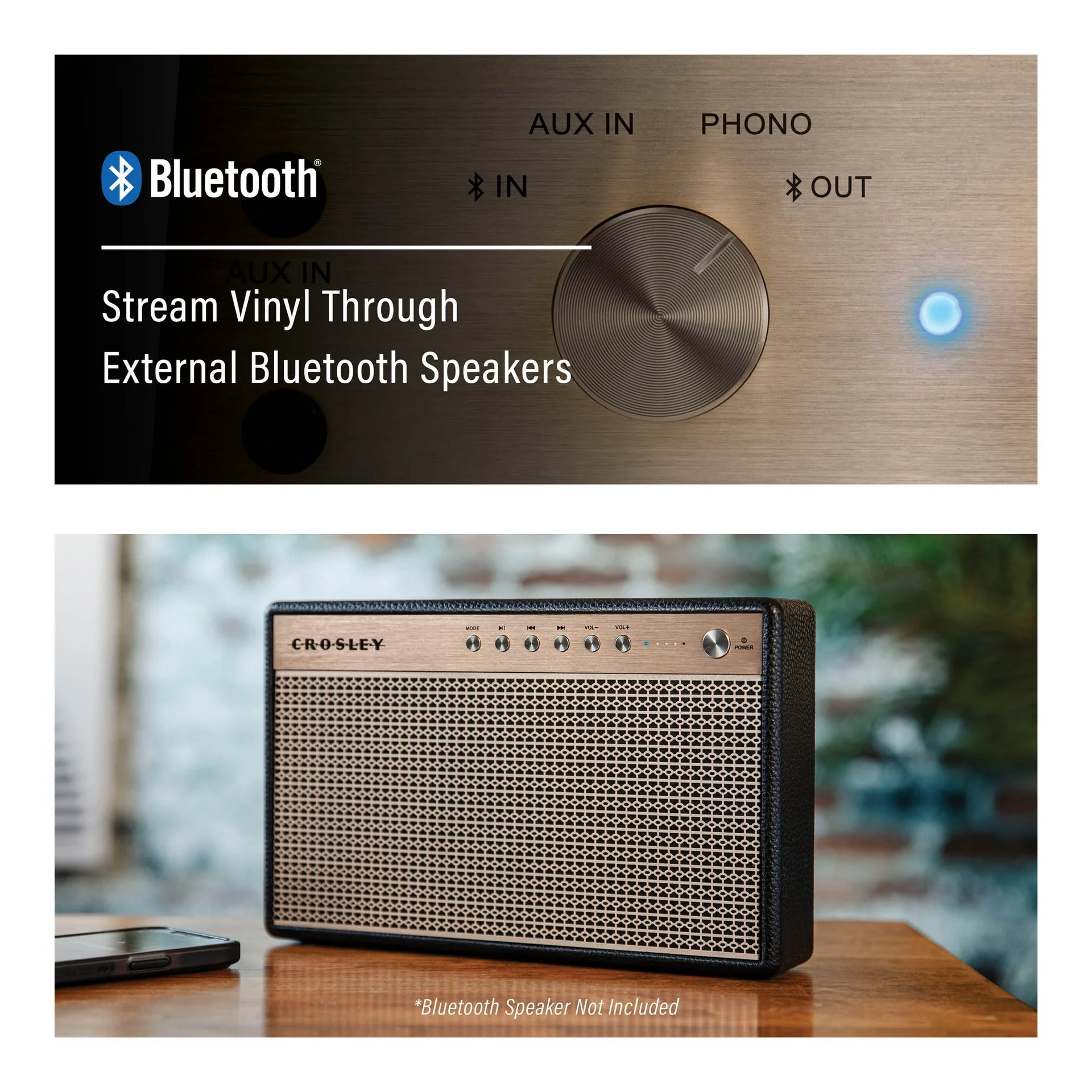 Miles Record Player with Speakers and Wireless Bluetooth - Audio Turntables - Walnut