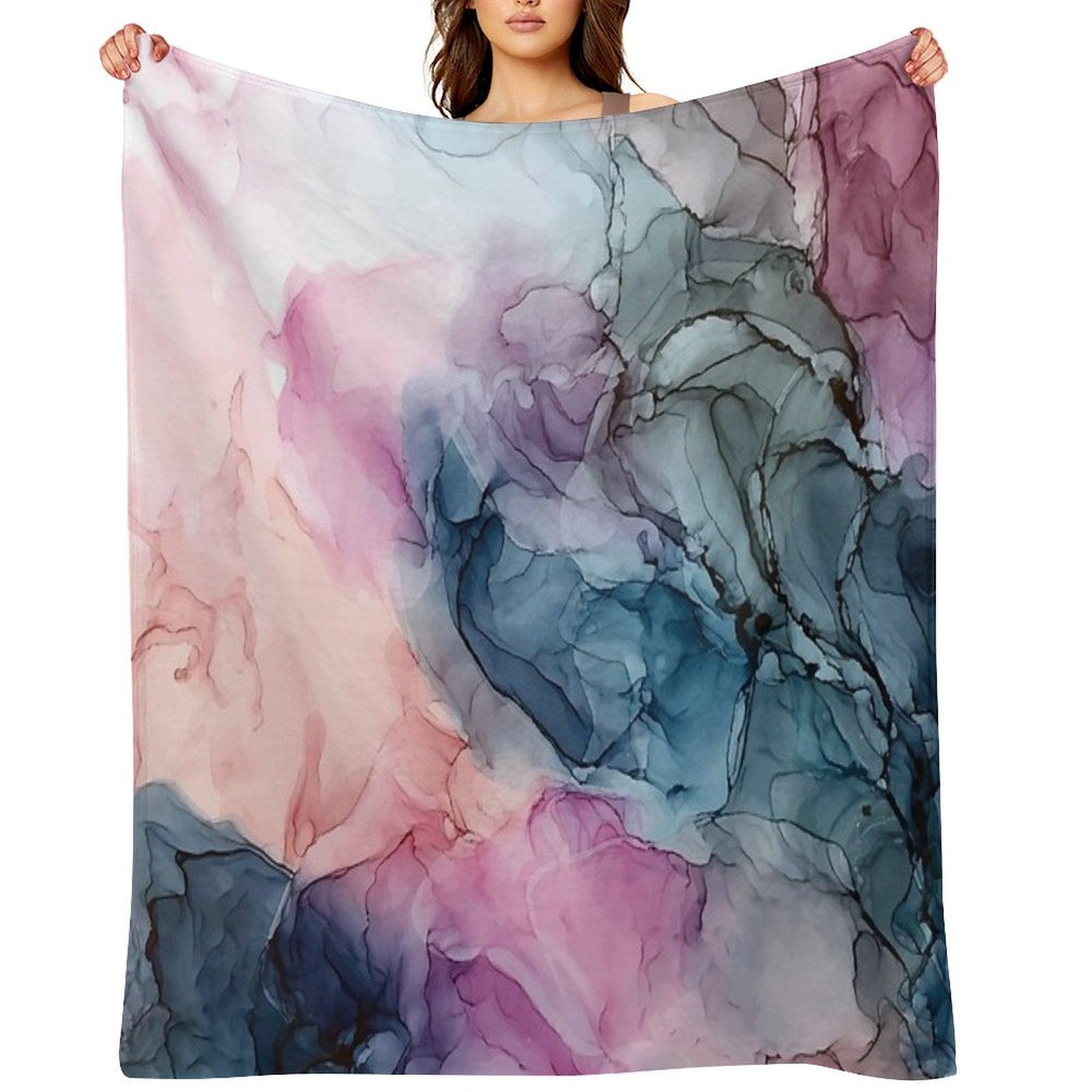 Heavenly Pastels 1 Original Abstract Ink Painting Throw Blanket