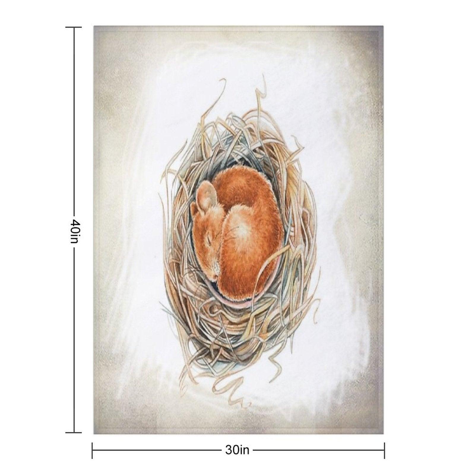 Mouse in The Nest Throw Blanket